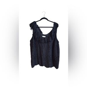 Andrée By Unit Women’s Black Eyelet Detail Tank Top 2X